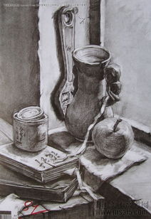 2014年四川美術學院設計類素描優(yōu)秀試卷17 通訊設備的藝術呈現(xiàn)